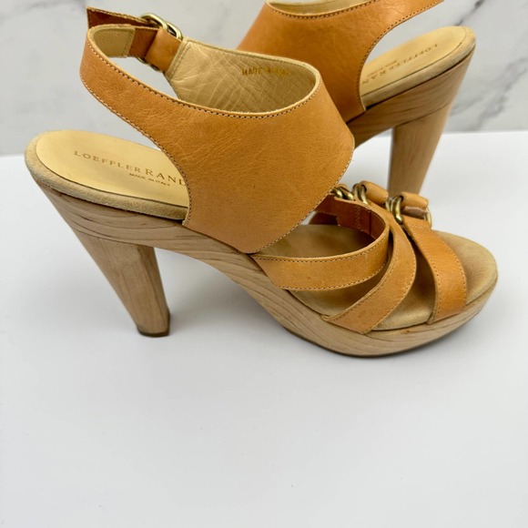 Loeffler Randall Women's Leather Platform Gla Sttappy Wood Sandals Nude Size 7.5 - Picture 5 of 11